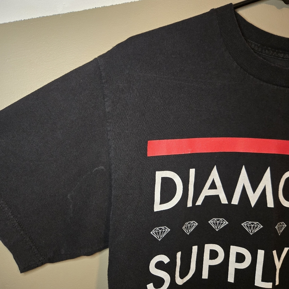 Diamond Supply Men’s Cropped Fit Black T-shirt Made In USA Logo Size Medium - Picture 3 of 12